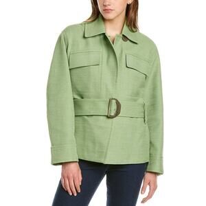 Vince Women's Saharienne Linen-Blend Green Jacket Size XS